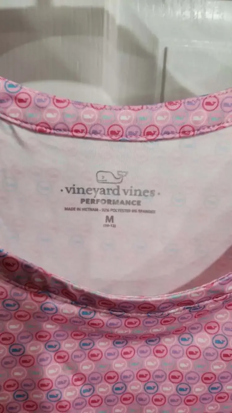 Vineyard Vines Girls Performance Pink Whale Print Dress Size M (10-12)